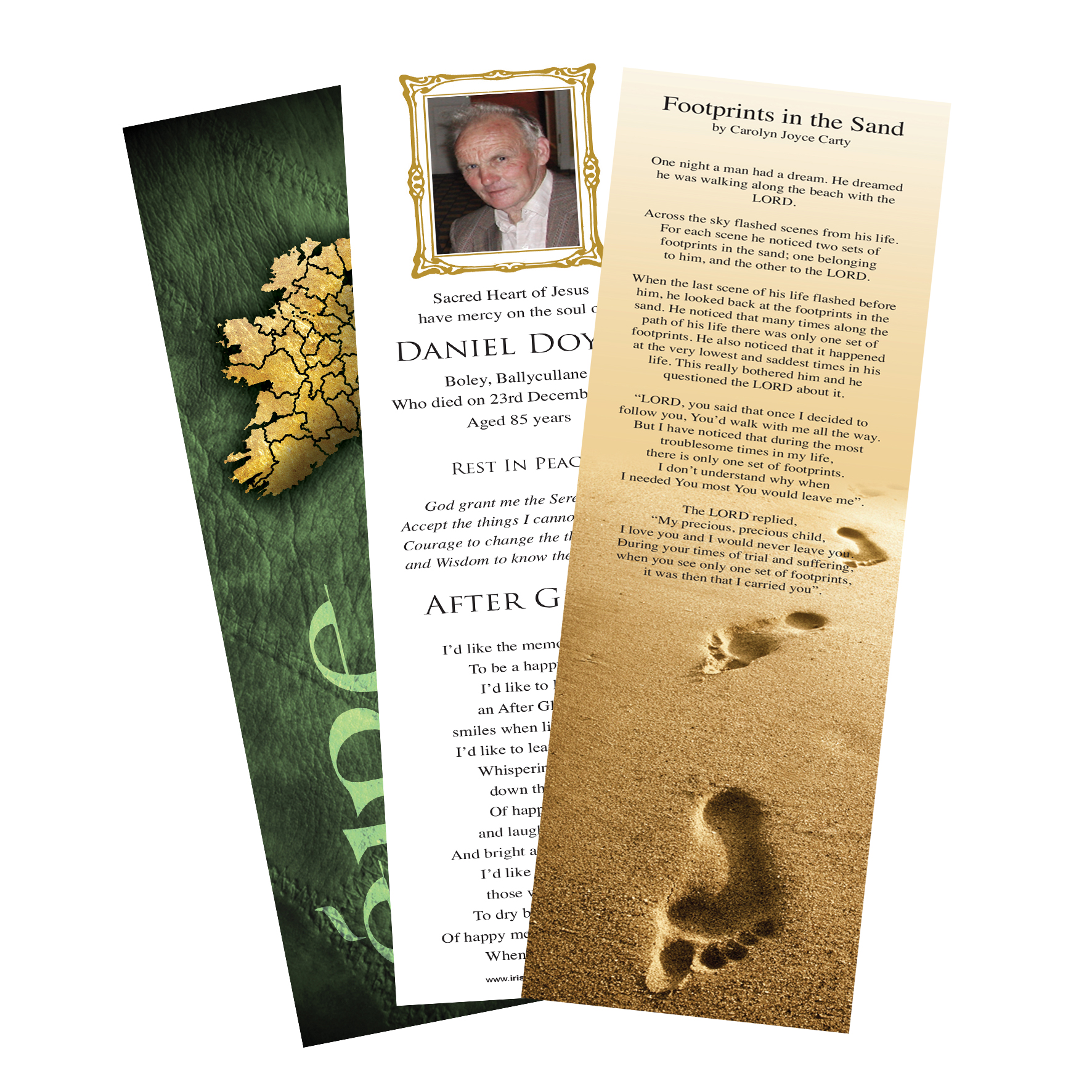 Irish bookmark cards, bookmark memorial cards, online bookmark memorial cards in Ireland, Ireland bookmark memorial cards, bookmark cards, buy bookmark memorial cards online