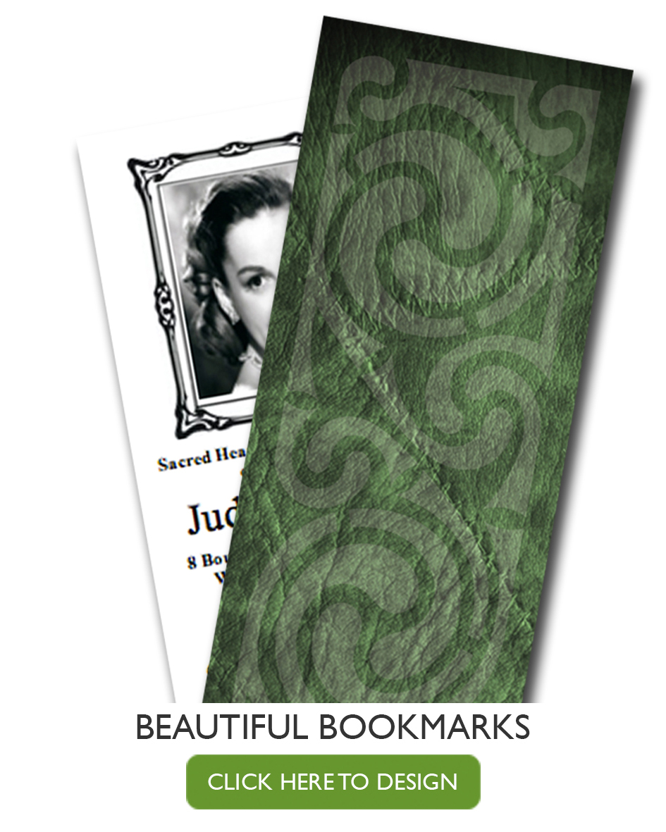 funeral bookmark cards